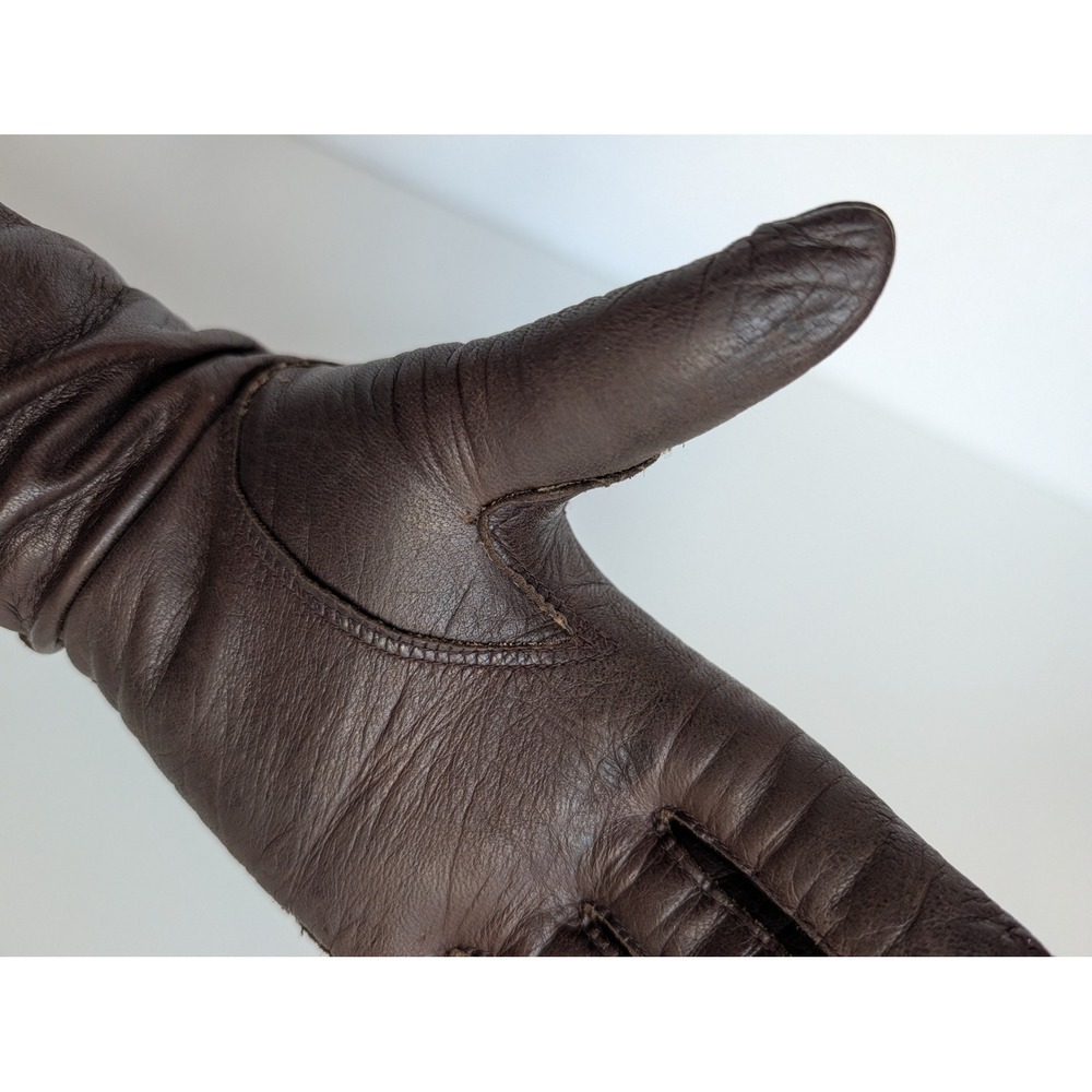 Fownes Vintage Brown Genuine Leather Driving Gloves Women Size 7 Antron Lined - Picture 6 of 9
